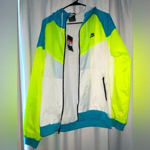 LIMITED EDITION
Nike Windrunner Neon/Blue/white  Hooded Nylon Windbreaker